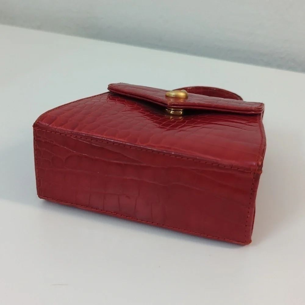 Vintage Vicenza Moon Face Mini Purse Crossbody Red leather retro astrology - Picture 8 of 14